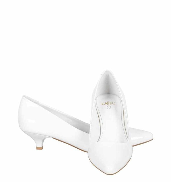 GASSU Czółenka MICHELLE Białe na kaczuszce - z przodu