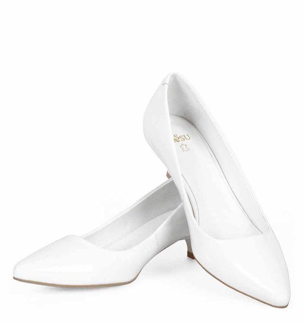 GASSU Czółenka MICHELLE Białe na kaczuszce - z przodu