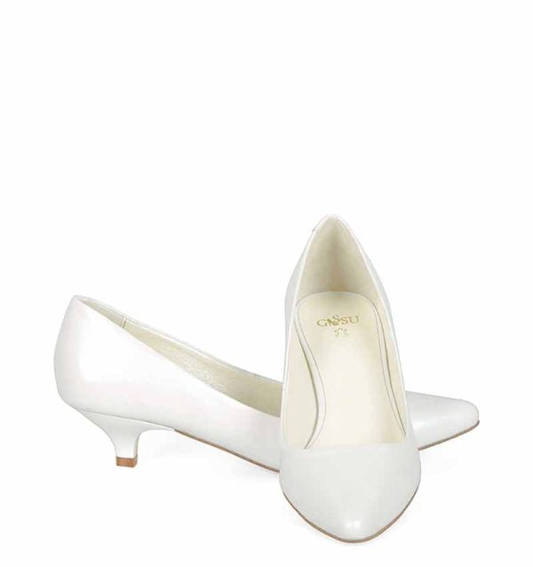 GASSU Czółenka MICHELLE Białe na kaczuszce - z przodu