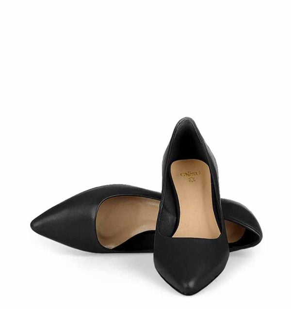 GASSU Czółenka MICHELLE Czarne na kaczuszce - z przodu