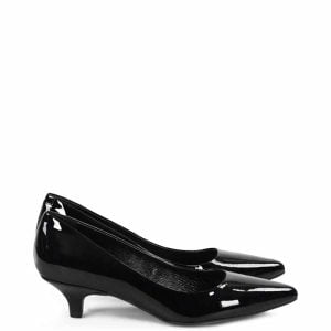 GASSU Czółenka MICHELLE. Czarne czółenka na kaczuszce. Wykonane z lakierowanej skóry naturalnej.