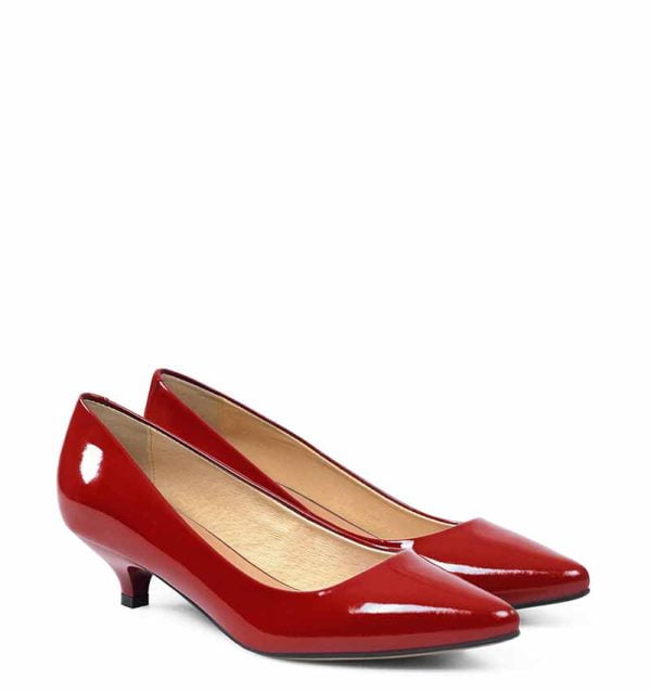 GASSU Czółenka MICHELLE czerwone lakierki niski obcas - obrazek 2
