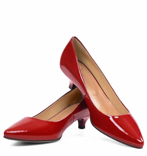 GASSU Czółenka MICHELLE czerwone lakierki niski obcas - obrazek 5