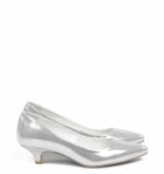 GASSU Michelle srebrne niskie szpilki - bokiem