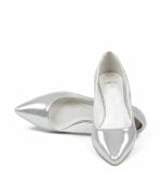 Srebrne czółenka na kaczuszce - z przodu