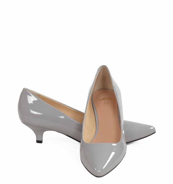 GASSU Czółenka MICHELLE Szare czółenka na kaczuszce - z przodu