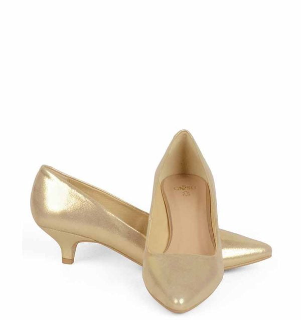 GASSU Czółenka MICHELLE Złote na kaczuszce - z przodu