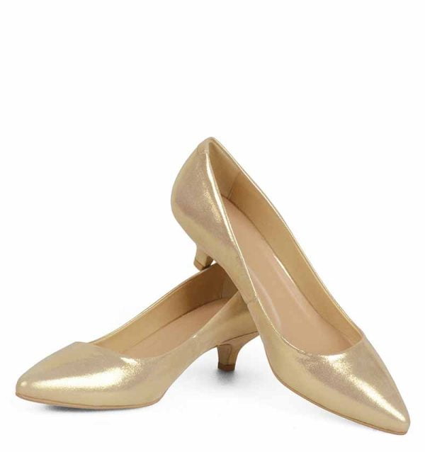 GASSU Czółenka MICHELLE Złote na kaczuszce - z przodu