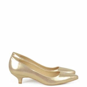 GASSU Czółenka MICHELLE Złote na kaczuszce - bokiem