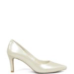 RIKO czółenka ecru na niskiej szpilce - bokiem