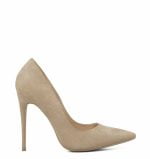 Czółenka Szpilki beżowe zamszowe - bokiem