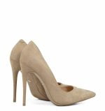 Czółenka Szpilki beżowe zamszowe - po skosie