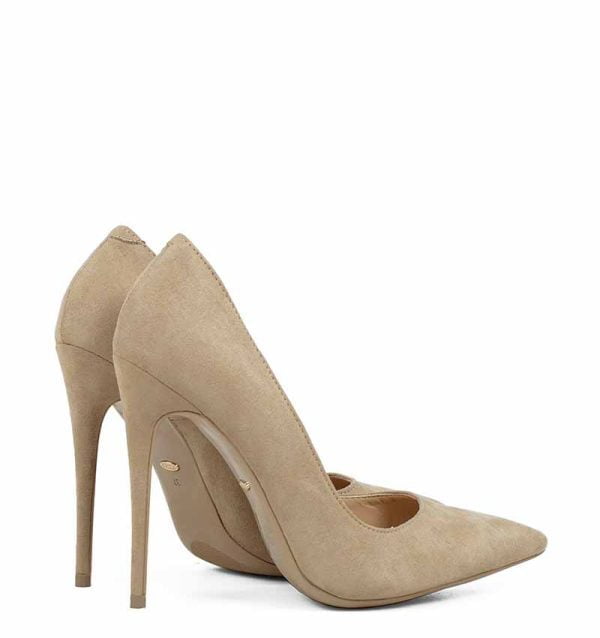 Czółenka Szpilki beżowe zamszowe - po skosie