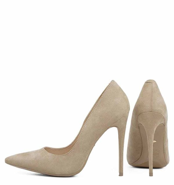 Czółenka Szpilki beżowe zamszowe - z tyłu