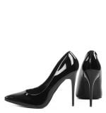 Lakierowane, czarne czółenka damskie - z tyłu