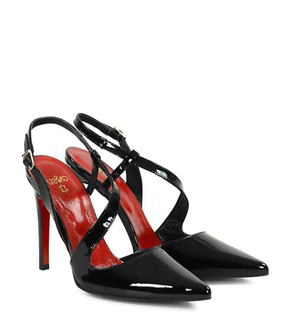 GASSU Czółenka ELISE szpilki bez pięty czarne - obrazek 3