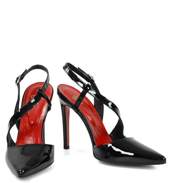 GASSU Czółenka ELISE szpilki bez pięty czarne - obrazek 6