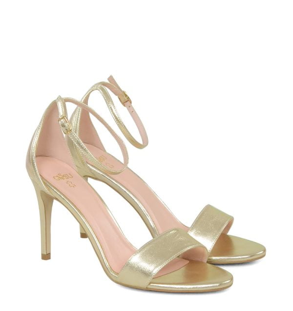 ELLA - Złote sandałki na szpilce - po skosie