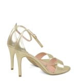 ELLA - Złote sandałki na szpilce - po skosie