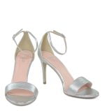 ELLA - Srebrne sandałki na szpilce - z przodu