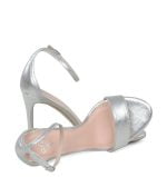 ELLA - Srebrne sandałki na szpilce - z przodu