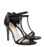 ERIN - Czarne sandałki na szpilce - po skosie