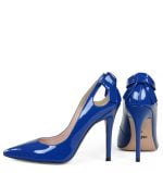 GASSU Czółenka EVIE granatowe lakier kokardka - z tyłu