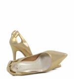 GASSU Czółenka EVIE złote satynowe kokardka - z przodu