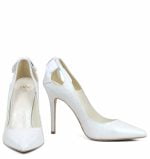 GASSU Czółenka EVIE białe perłowe kokardka - z przodu