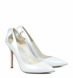 GASSU Czółenka EVIE białe perłowe kokardka - po skosie