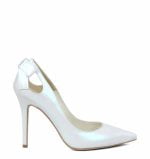 GASSU Czółenka EVIE białe perłowe kokardka - bokiem