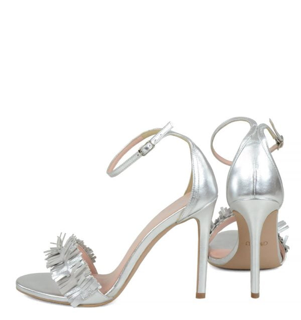 GASSU Sandałki JASMINE srebrne frędzelki - z tyłu