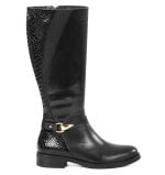 Czarne jizaju JOCELYN, tylna część z "wężowej" skóry