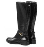 Czarne jizaju JOCELYN, tylna część z "wężowej" skóry