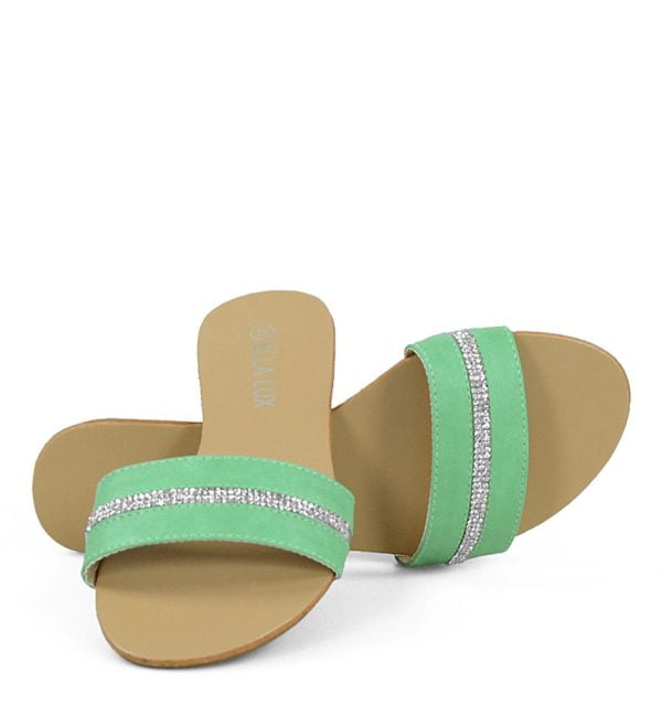 Klapki zielone z cyrkoniami - obrazek 4