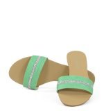 Klapki zielone z cyrkoniami - obrazek 2