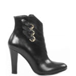 LEA - Czarne botki na wysokim obcasie z naturalnej skóry - bokiem