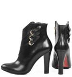 Botki LEA na obcasie z trzema skośnymi paskami i klamerkami - z tyłu