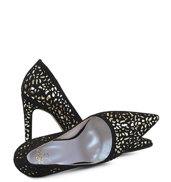 GASSU Czółenka MANON szpilki złoto czarne - obrazek 5