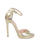 MIA - Złote sandałki na szpilce z niedużą platformą - bokiem