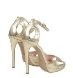 MIA - Złote sandałki na szpilce z niedużą platformą - po skosie