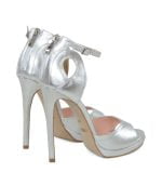 MIA - Srebrne sandałki na szpilce z niedużą platformą - po skosie