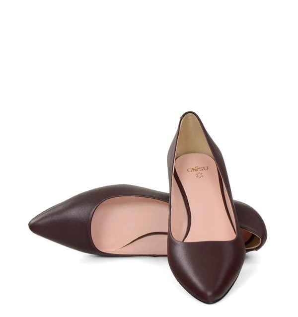 GASSU Czółenka MICHELLE ciemnobordowe licowa skóra - z przodu