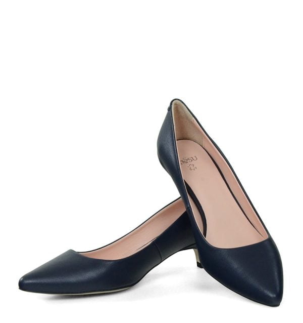 GASSU Czółenka MICHELLE ciemnogranatowe licowa skóra - z przodu