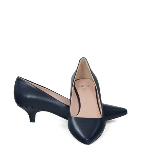 GASSU Czółenka MICHELLE ciemnogranatowe licowa skóra - z przodu