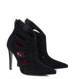 GASSU Botki MIYU czarne zamszowe szpilki szpic wycięcia - obrazek 2