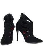 GASSU Botki MIYU czarne zamszowe szpilki szpic wycięcia - obrazek 6