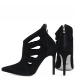 GASSU Botki MIYU czarne zamszowe szpilki szpic wycięcia - obrazek 3