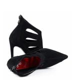 GASSU Botki MIYU czarne zamszowe szpilki szpic wycięcia - obrazek 4