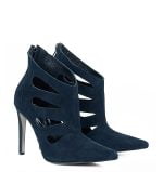 GASSU Botki MIYU granatowe zamsz szpilki szpic wycięcia - obrazek 6